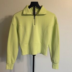 Universal Thread Neon Lime Green Quarter-Zip Cropped Sweatshirt Fleece XS